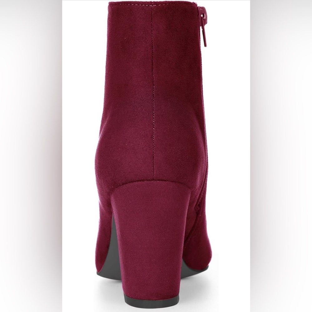 Allegra k round toe chunk heel ankle boot burgundy color - Picture 4 of 4